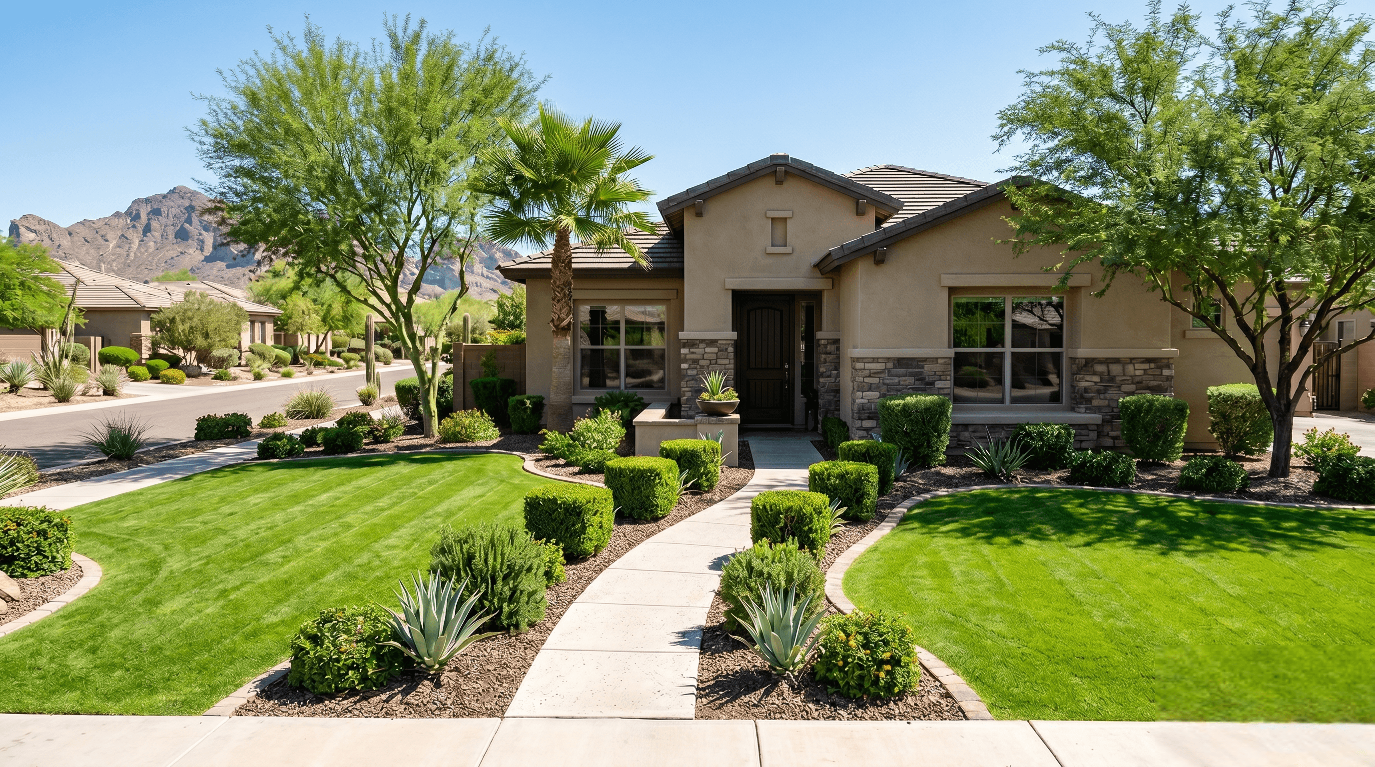 Beautiful professionally landscaped yard in Mesa, AZ